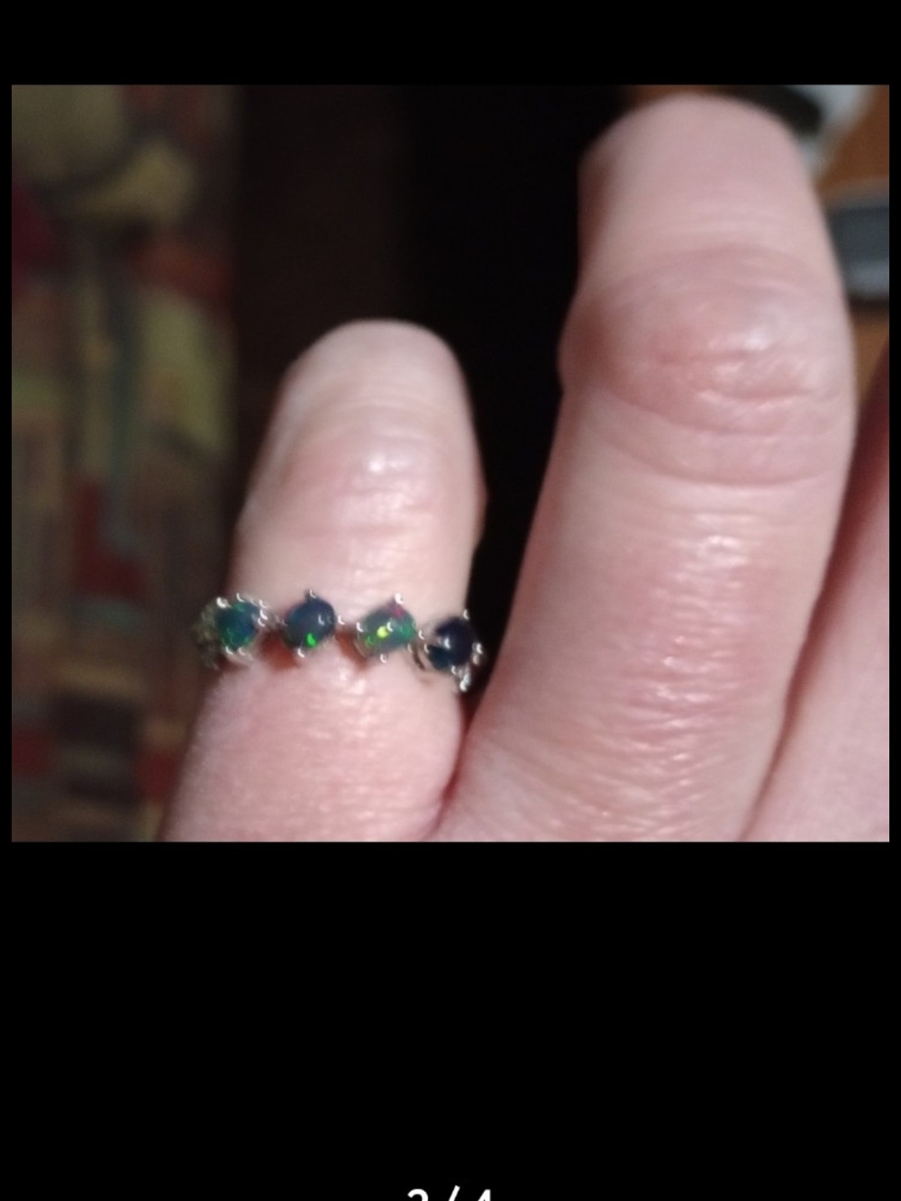 New S.925 Sterling Silver Black Fire Opal Ring Size 6